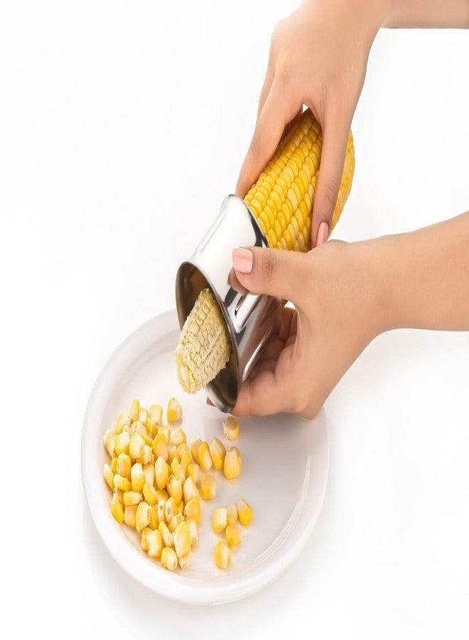 Cloudzy Corn Cutter Unbreakable Corn Cob Stripping Kernels Remover Stainless Steel Blades and Hand Protector Mini Circular Shaving Thresher, Kitchen Gadgets - Image 5